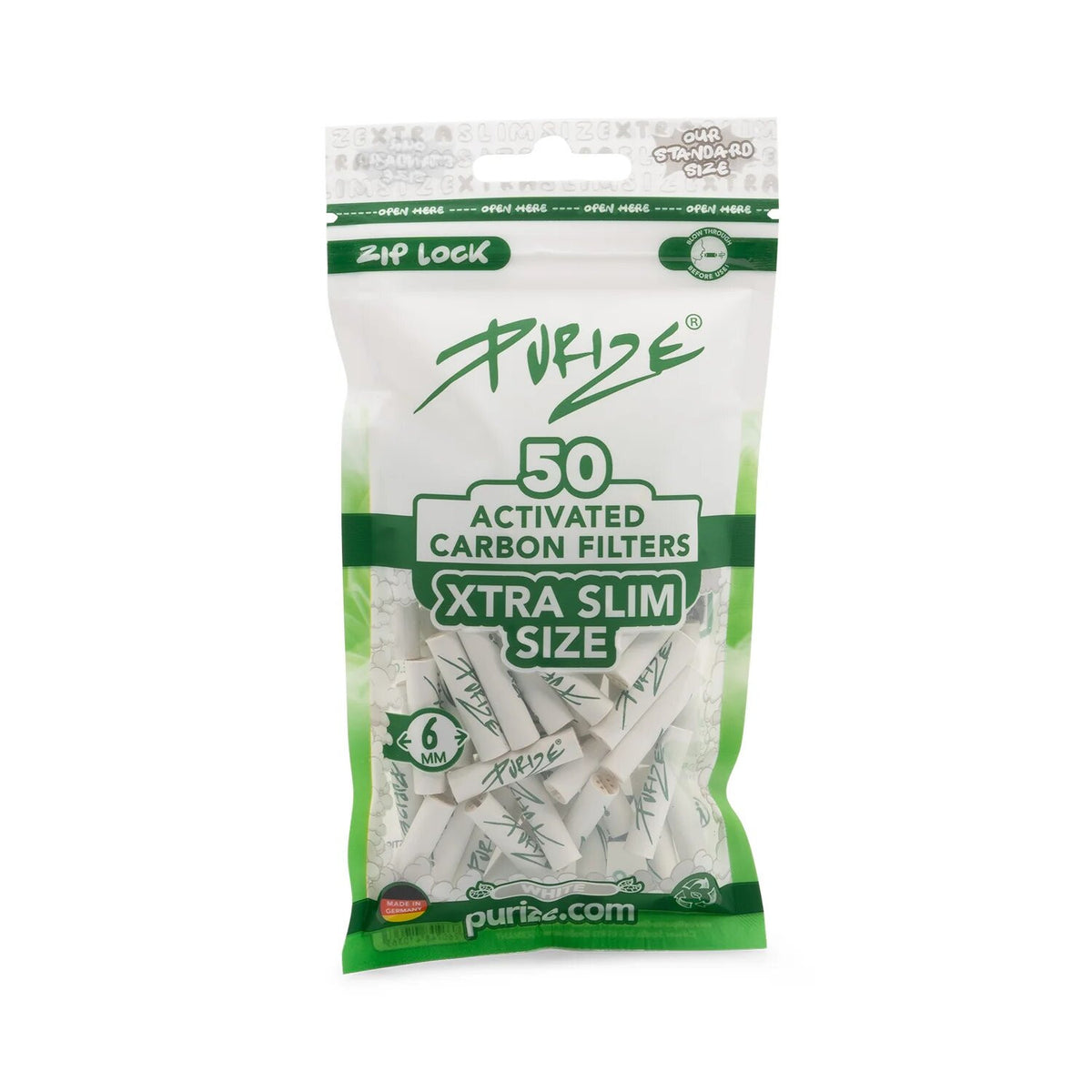 PURIZE® uhlíkové filtry - XTRA Slim Size, sáček 50 ks, bílá