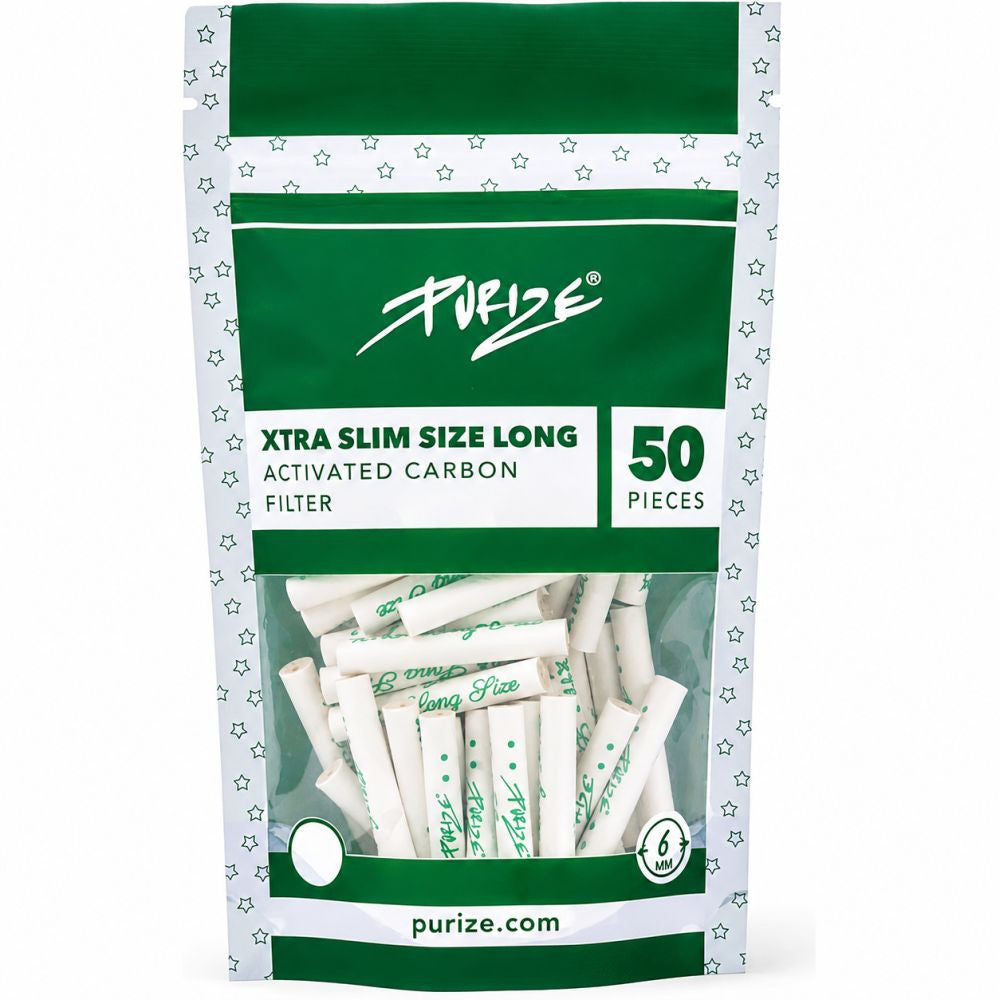 PURIZE® uhlíkové filtry - XTRA Slim Size Long, sáček 50 ks, white