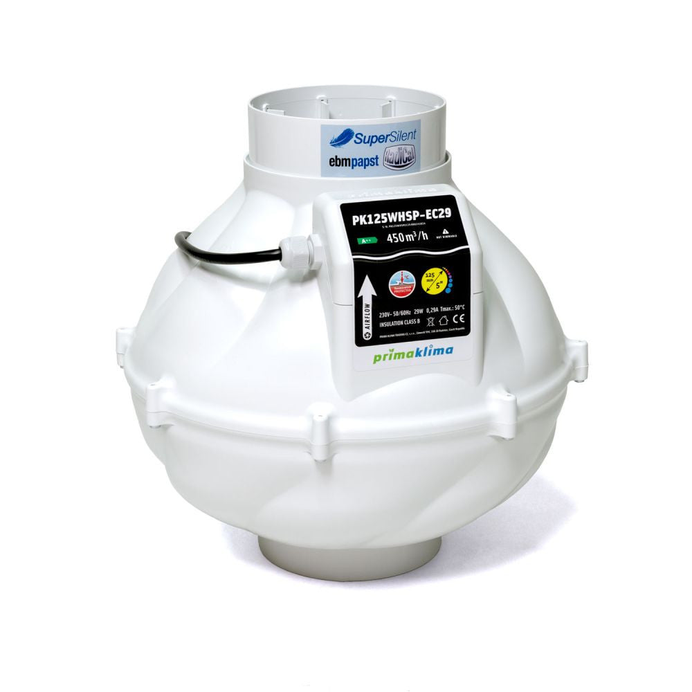Prima Klima Rohrventilator Whisperblower EC 125 mm - 450 m3/h, EC motor - ohne Leistungsregelung