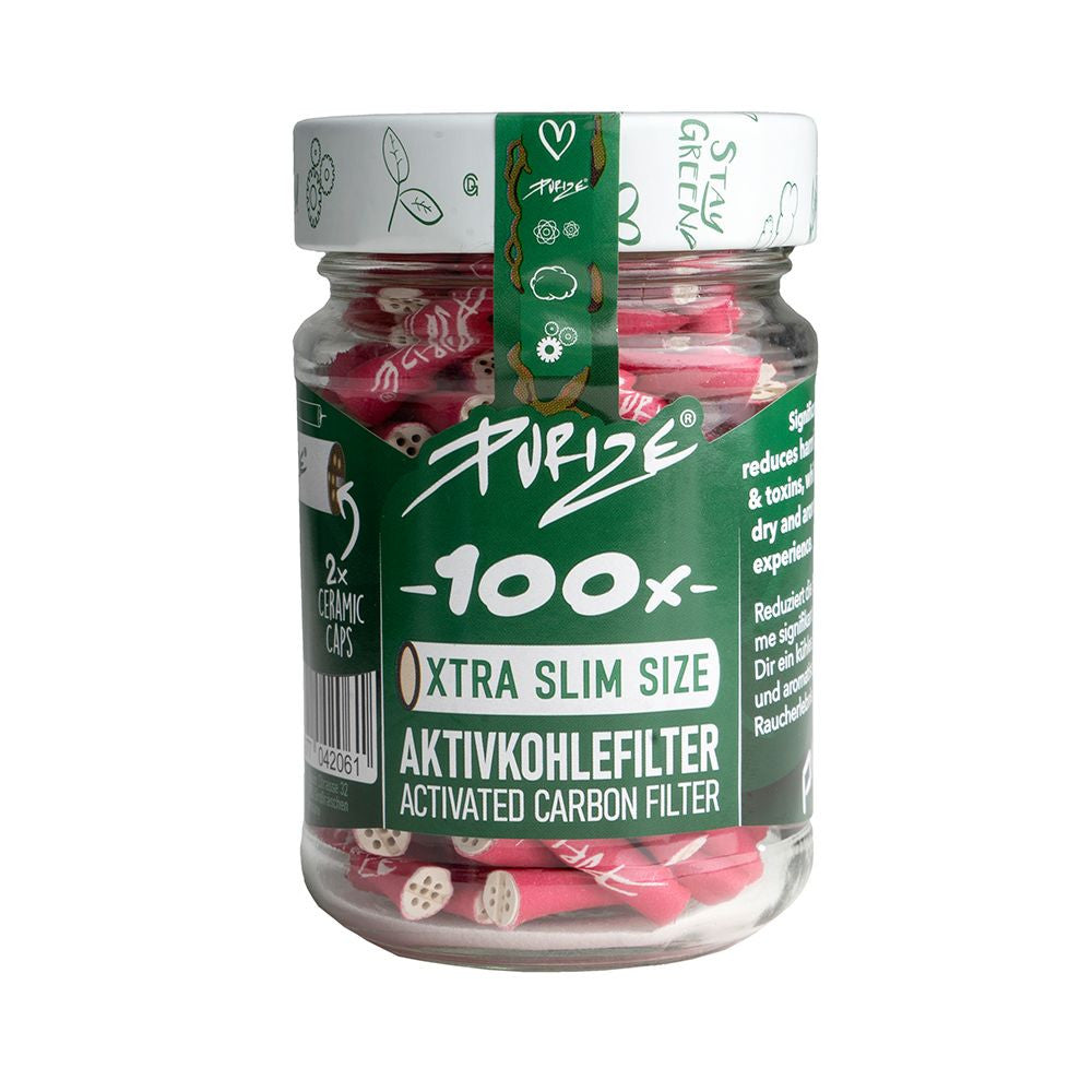 Purize XTRA Slim 6mm Aktivkohlefilter růžové, Glas 100 Stk.