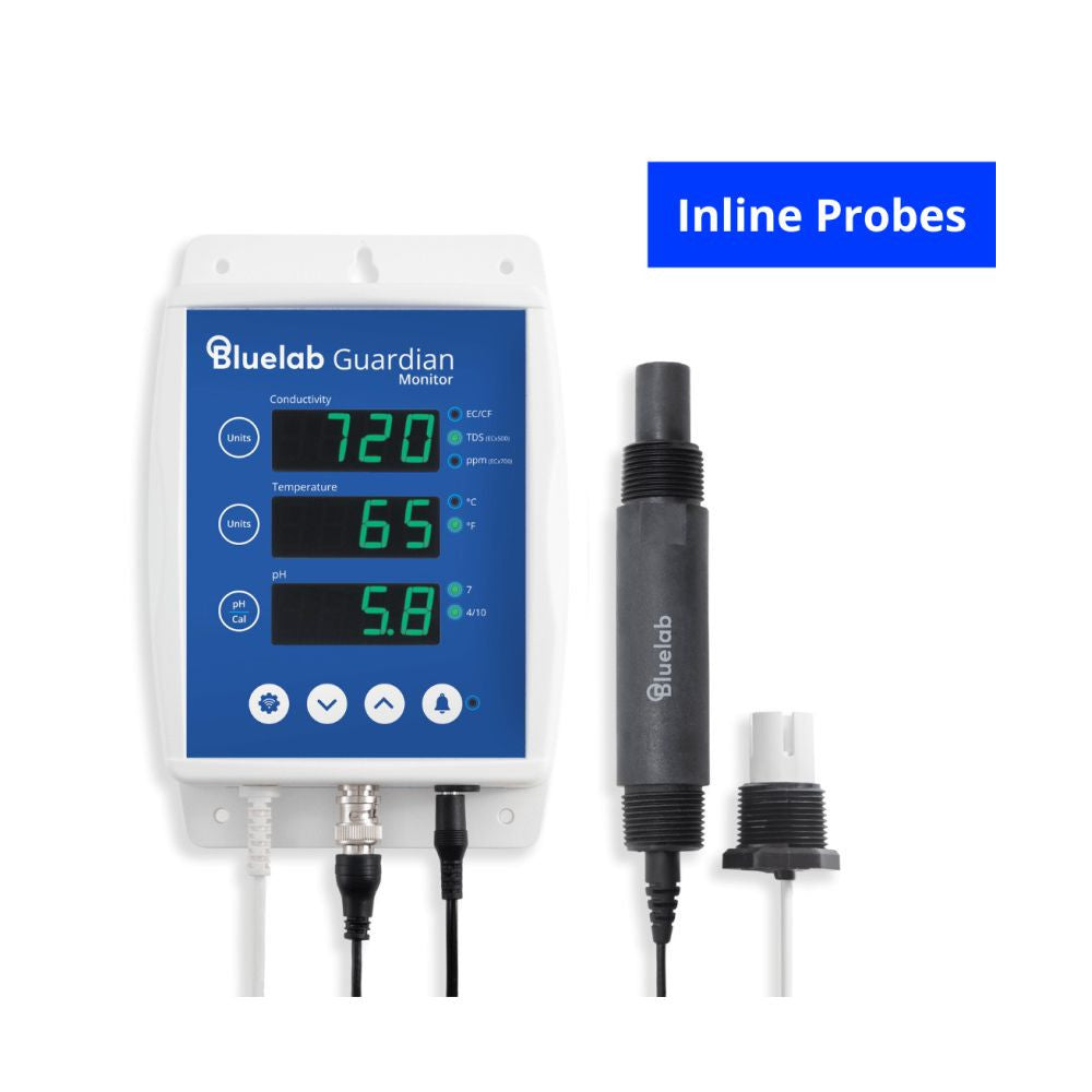 Bluelab Guardian Monitor Connect Wifi pH/EC/Temperatur, mit Sonden in die Rohrleitung