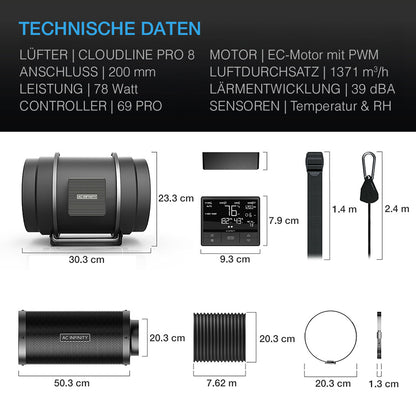 AC Infinity Luftfilter-Set PRO 200 mm – Bild 2