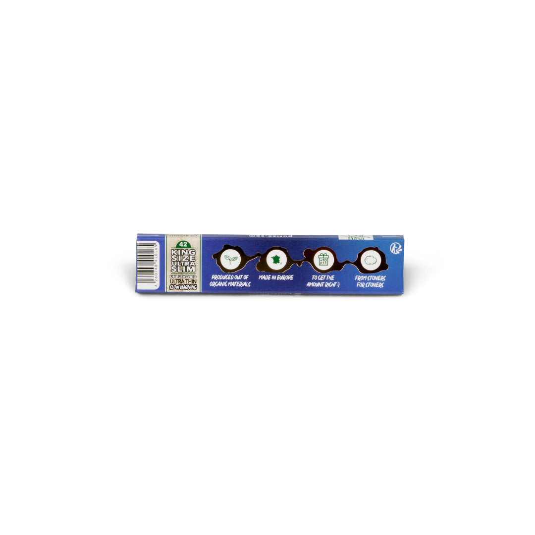 PURIZE® Ultra Slim Papierchen - 36 mm, 42 Stück pro Packung, ungebleicht, blau