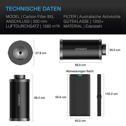 AC Infinity Aktivkohlefilter XL 200 mm – Bild 6