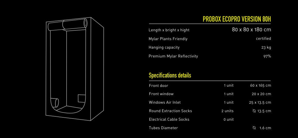 PROBOX ECOPRO 80H, 80 × 80 × 180 cm