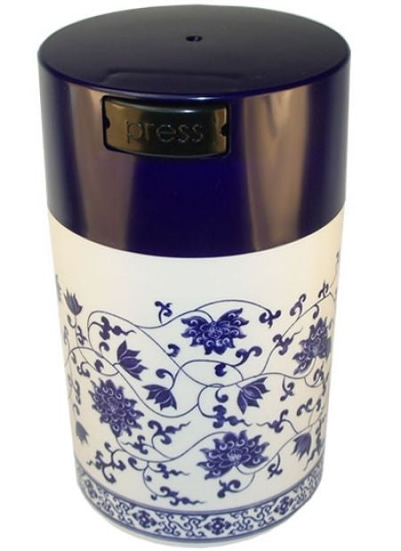 TightVac SnackVac Vakuumdose, 570 ml - Blumenmotiv, blauer Deckel