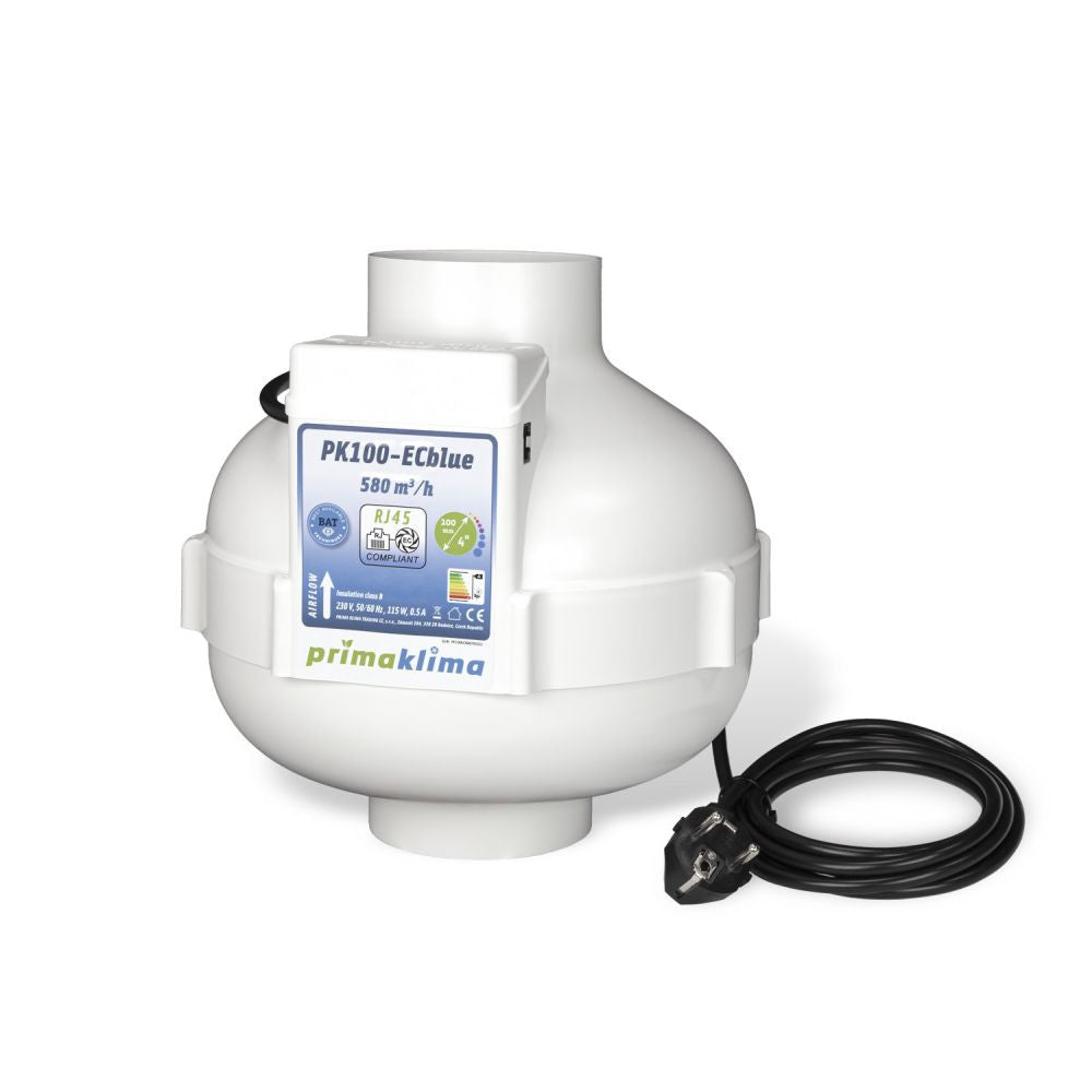 Prima Klima Rohrventilator PK100-ECblue 100 mm - 580 m3/Std, EC Motor