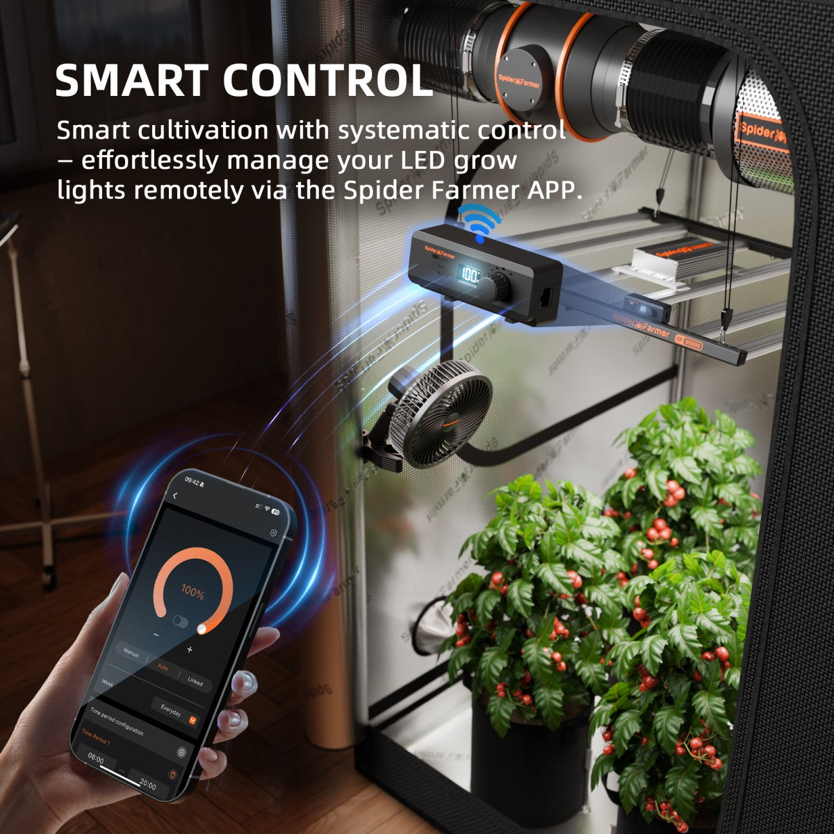 Spider Farmer G5000 480W LED Grow Lampe – Vollspektrum, dimmbar, App-Steuerung für 120x120 cm Growzelt