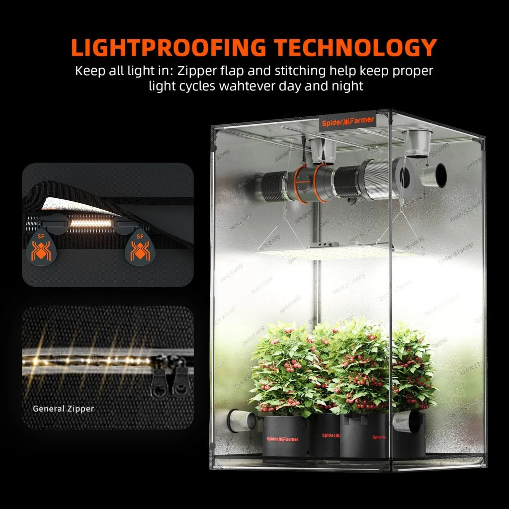 grow tent komplettset Spider Farmer SF1000 Komplettset 70x70x160cm – Green Vita Organics