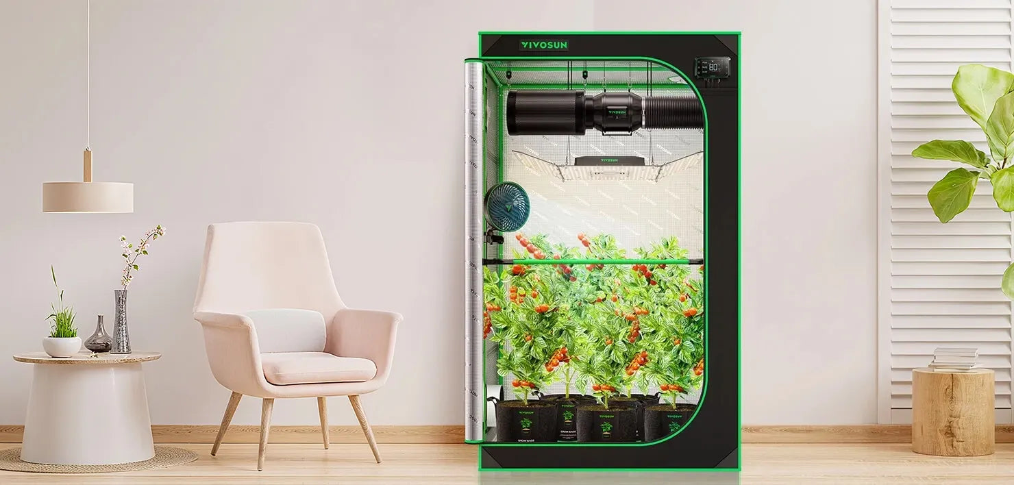 Vivosun Growbox 60x60x160 im Wohnraum