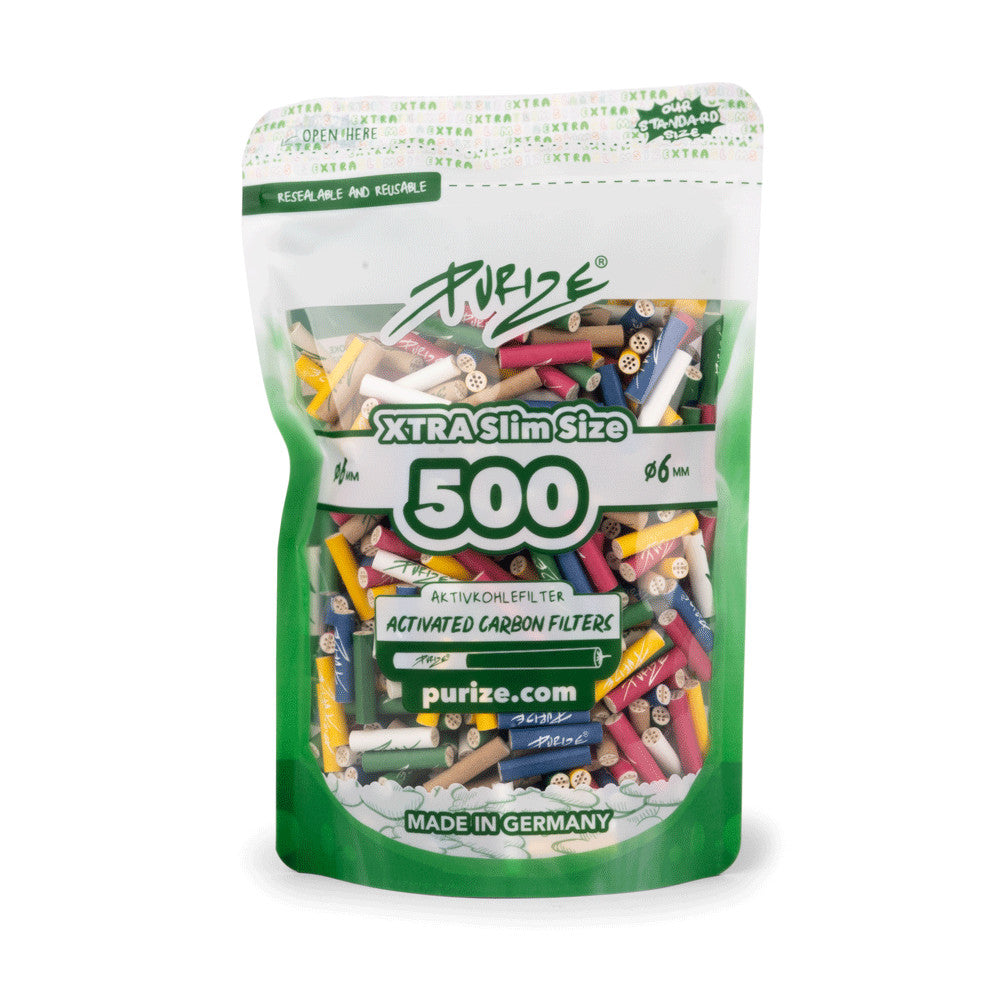 PURIZE® Aktivkohlefilter - XTRA Slim Size, Doypack-Beutel 500 St., Farbmix