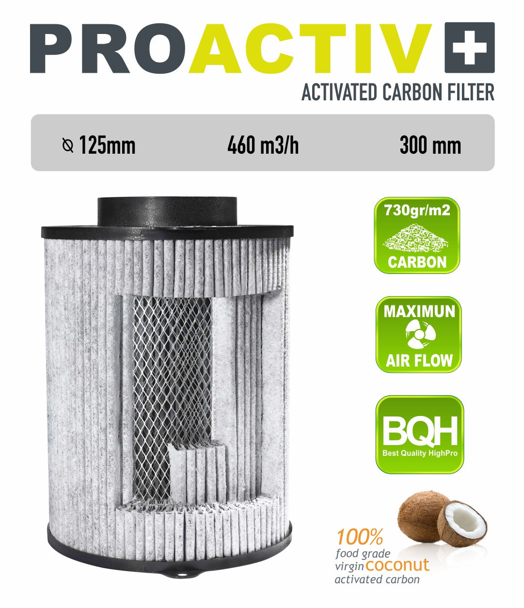 Filter Pro Activ 460 m3/h, 125 mm