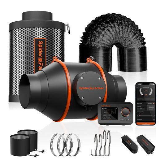 Spider Farmer 4 Zoll Inline Fan Komplettset mit GGS Controller (Smart Control)